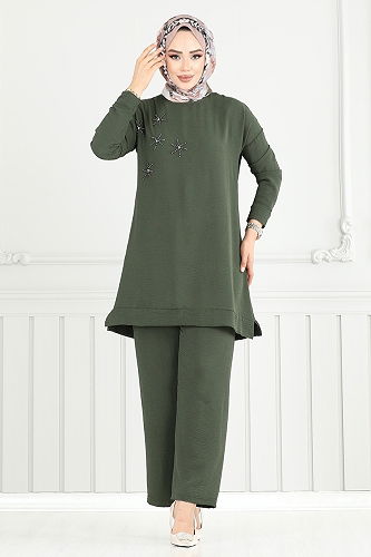 moda selvim طقم اخضر عفني 6013UZ1029-M - Thumbnail