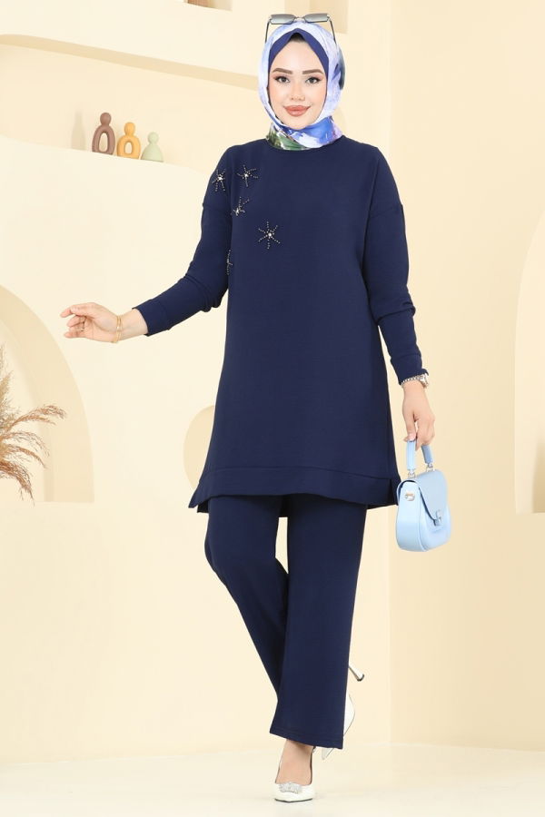 Modaselvim Hijab Combinations Combined 6013UZ662 Navy Blue