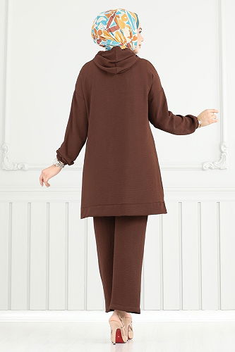 moda selvim طقم بني 6014UZ662 - Thumbnail