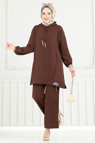 moda selvim طقم بني 6014UZ662 - Thumbnail