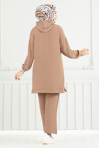 moda selvim طقم بيج غامق 6014UZ662 - Thumbnail