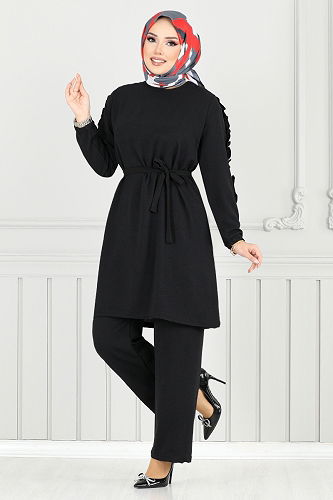 moda selvim طقم أسود 6015UZ1029-M - Thumbnail