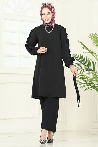 moda selvim طقم أسود 6015UZ662 - Thumbnail