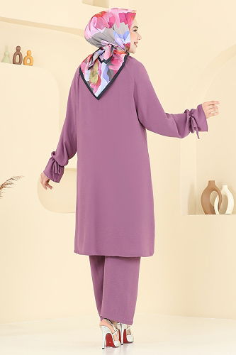 moda selvim طقم ليلكي غامق 6018UZ662 - Thumbnail