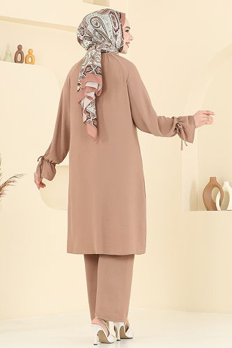 moda selvim طقم بيج غامق 6018UZ662 - Thumbnail