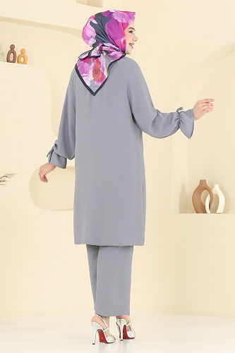 moda selvim طقم رمادي 6018UZ662 - Thumbnail