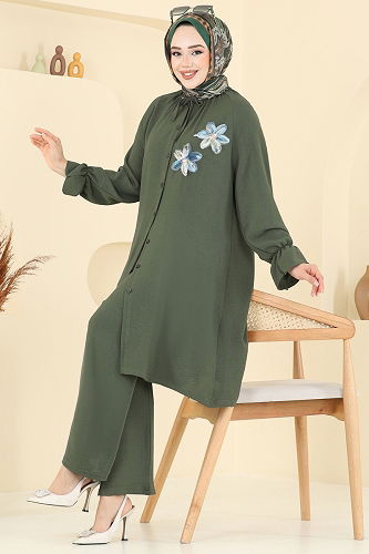 moda selvim طقم اخضر عفني 6018UZ662 - Thumbnail