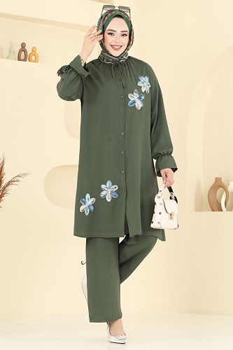 moda selvim طقم اخضر عفني 6018UZ662 - Thumbnail