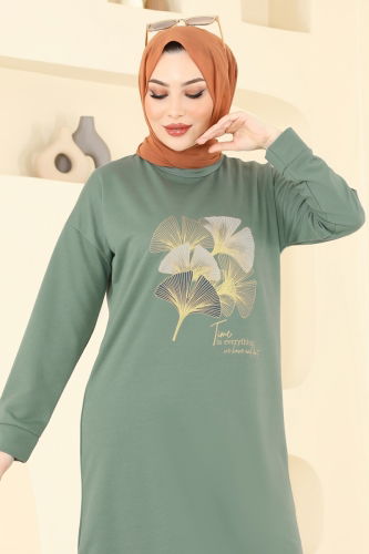 moda selvim طقم أخضر باهت وكحلي 6020UZ662 - Thumbnail