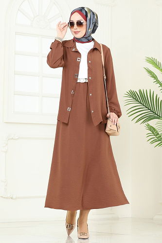 moda selvim طقم بني 6022UZ662 - Thumbnail