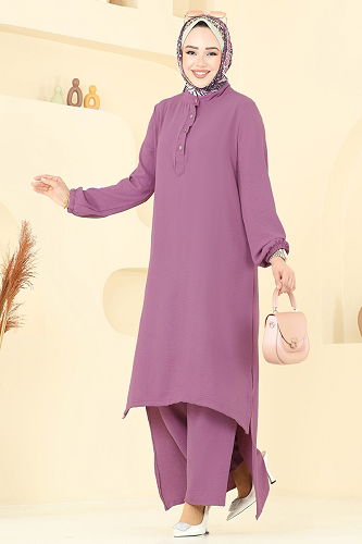 moda selvim طقم وردي غامق 6023UZ662 - Thumbnail