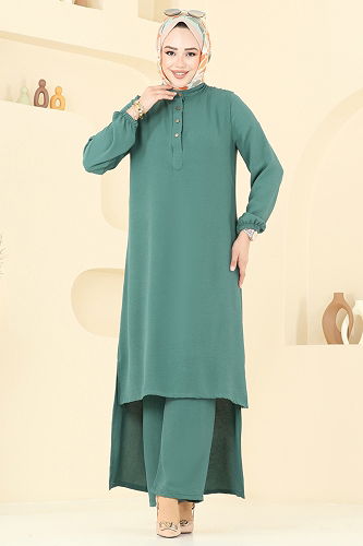 moda selvim طقم أخضر باهت 6023UZ662 - Thumbnail