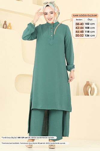 moda selvim طقم أخضر باهت 6023UZ662 - Thumbnail