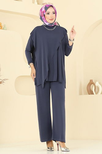 moda selvim طقم رمادي غامق 6026UZ662 - Thumbnail