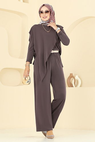 moda selvim طقم بيج غامق 6026UZ662 - Thumbnail