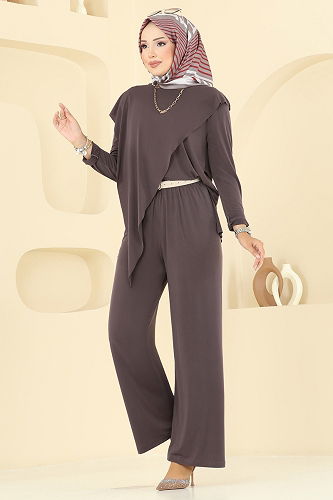 moda selvim طقم بيج غامق 6026UZ662 - Thumbnail