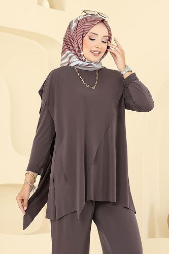 moda selvim طقم بيج غامق 6026UZ662 - Thumbnail