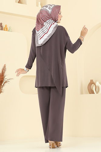 moda selvim طقم بيج غامق 6026UZ662 - Thumbnail