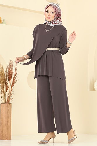 moda selvim طقم بيج غامق 6026UZ662 - Thumbnail