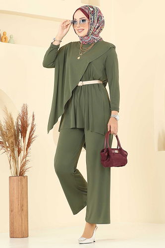 moda selvim طقم اخضر عفني 6026UZ662 - Thumbnail