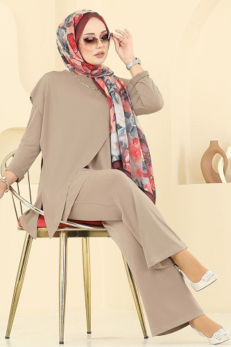 moda selvim طقم بيج 6026UZ662 - Thumbnail