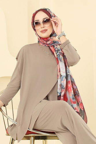 moda selvim طقم بيج 6026UZ662 - Thumbnail