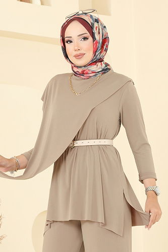 moda selvim طقم بيج 6026UZ662 - Thumbnail