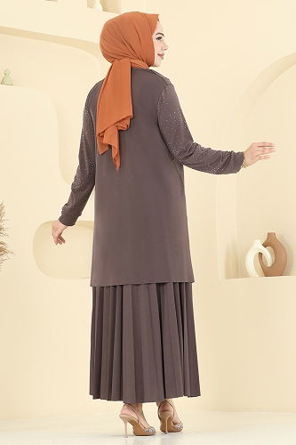 moda selvim طقم بني 6027UZ662 - Thumbnail