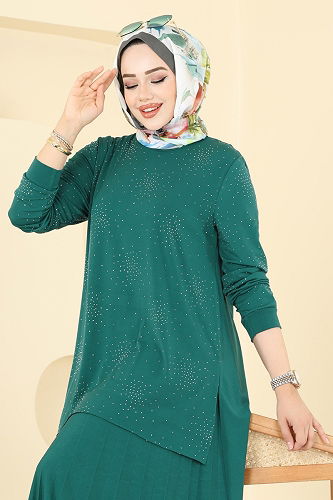 moda selvim طقم زيتي 6027UZ662 - Thumbnail