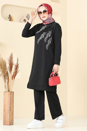 moda selvim طقم أسود 6030UZ662 - Thumbnail