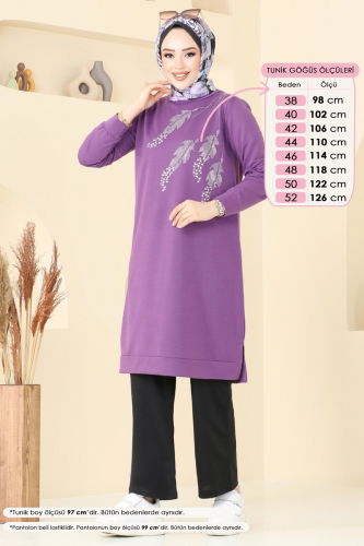 moda selvim Combined 6030UZ662 Dark Lilac & Black - Thumbnail