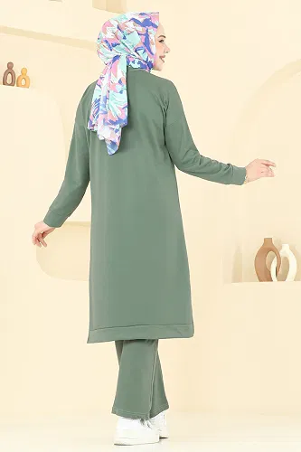 moda selvim طقم أخضر باهت 6032UZ662 - Thumbnail