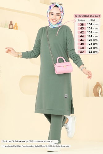 moda selvim طقم أخضر باهت 6032UZ662 - Thumbnail