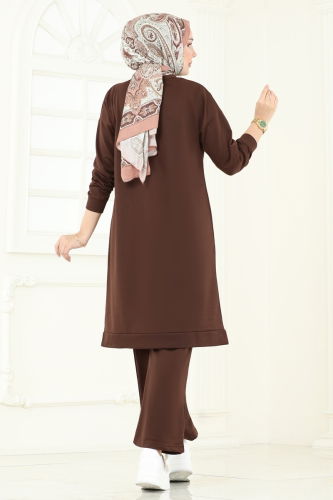moda selvim طقم بني 6033UZ662 - Thumbnail