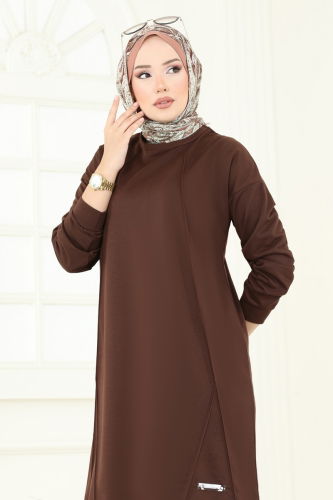moda selvim طقم بني 6033UZ662 - Thumbnail