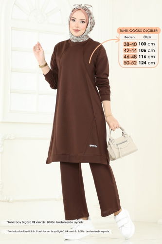 moda selvim طقم بني 6033UZ662 - Thumbnail