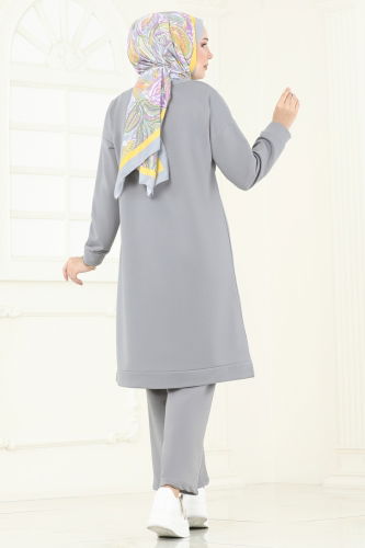 moda selvim طقم رمادي 6033UZ662 - Thumbnail