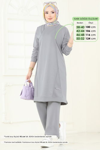 moda selvim طقم رمادي 6033UZ662 - Thumbnail