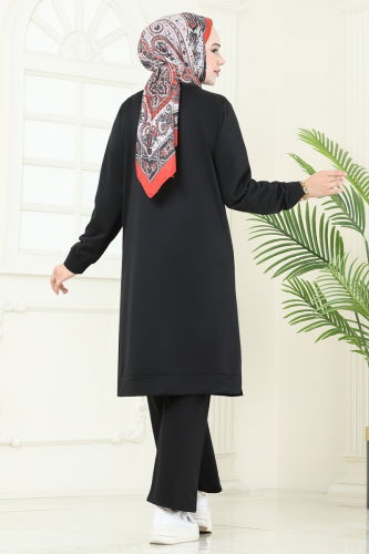 moda selvim طقم أسود 6034UZ662 - Thumbnail
