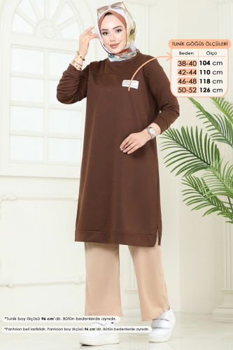 moda selvim طقم بني وبيج 6034UZ662 - Thumbnail