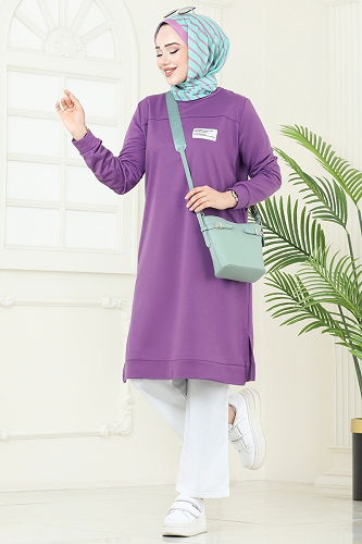 moda selvim Combined 6034UZ662 Dark Lilac & Ecru - Thumbnail