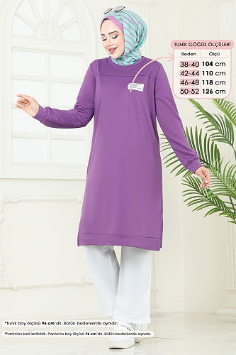 moda selvim Combined 6034UZ662 Dark Lilac & Ecru - Thumbnail