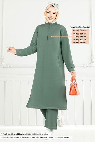 moda selvim طقم أخضر باهت 6036UZ1029-M - Thumbnail