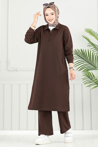 moda selvim طقم بني 6036UZ662 - Thumbnail