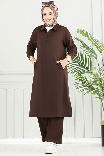 moda selvim طقم بني 6036UZ662 - Thumbnail