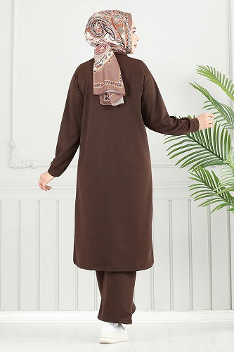 moda selvim طقم بني 6036UZ662 - Thumbnail