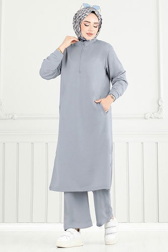 moda selvim طقم رمادي 6036UZ662 - Thumbnail