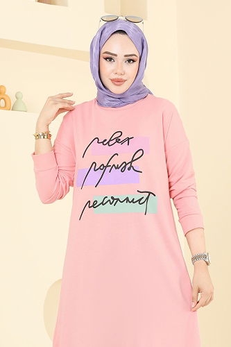 moda selvim طقم بيج وردي وأسود 6038UZ662 - Thumbnail