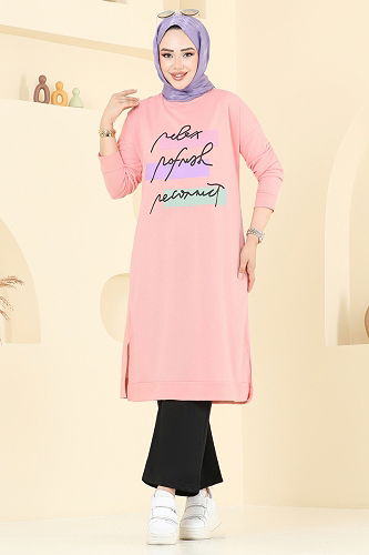 moda selvim طقم بيج وردي وأسود 6038UZ662 - Thumbnail