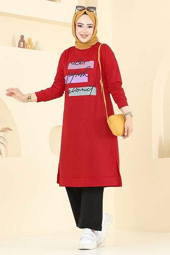 moda selvim طقم أحمر و أسود 6038UZ662 - Thumbnail